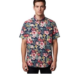 Cactus Man Ricky Singh Mens L Floral Multi-ColorTropical Button Down Shirt